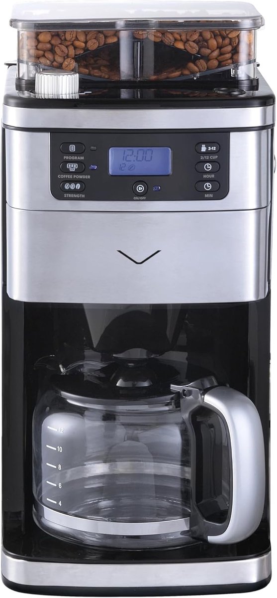 Filterkoffiezetapparaat - Koffiezetter - Verse Koffie - Geïntegreerde Molen - 15 Liter - Roestvrij Staal