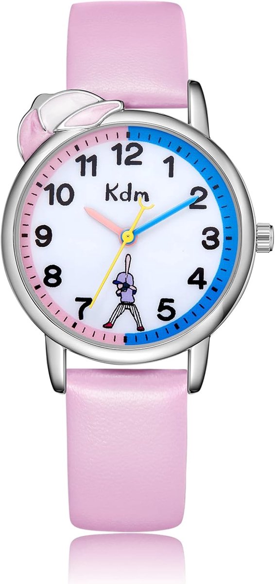 Kinderhorloge Meisjes - Pols Horloge - Leren Klokkijken - 3 ATM Waterdicht - 30mm Kast - Roze