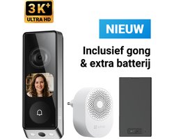 EZVIZ EP8 Ultra – Videodeurbel met Camera – 6MP Dual Lens – AI Scherm & Pakketdetectie – Draadloos of Bedraad – 32GB Opslag – Zonder Abonnement