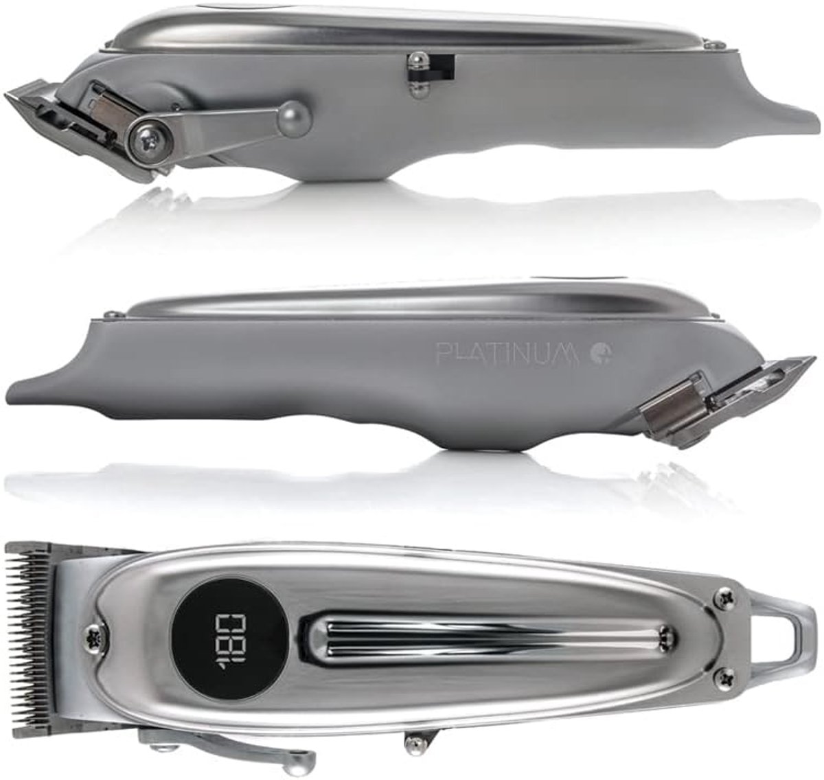 Draadloze Scheerapparaat - Haartrimmer Baardtrimmer - Professioneel Knippen - Stille Motor LCD - 4 Opzetkammen - Zilver