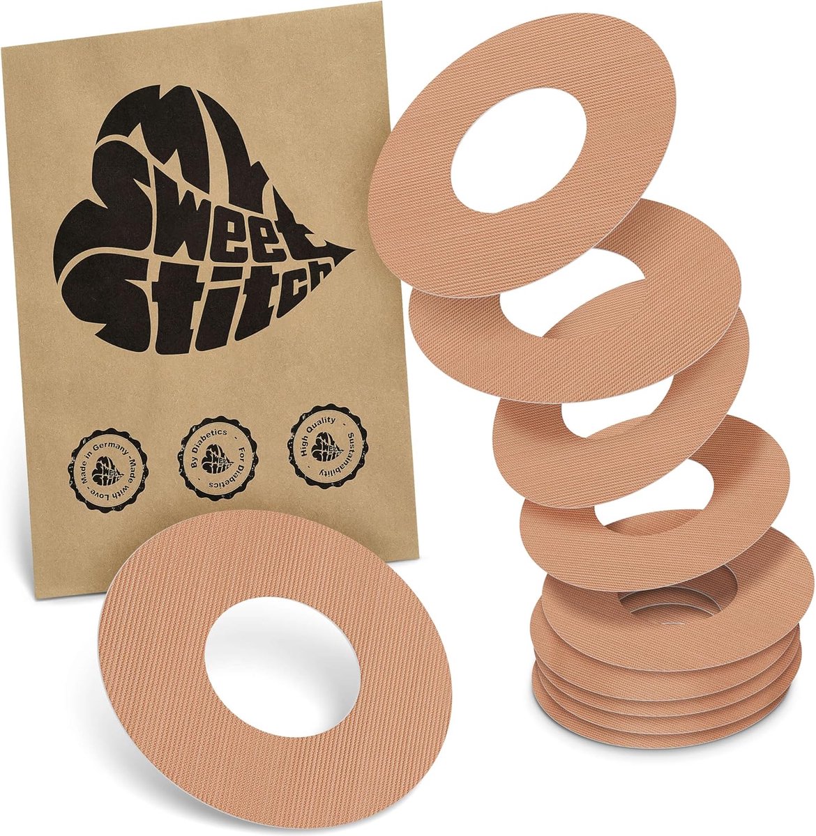 Sensor Pleisters - Huidpleisters CGM - Bescherming Sensor - Ventilatiegat Ademend - Buiten 65mm - Beige