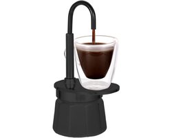 Filterkoffiezetapparaat - Compact apparaat - Buitenkoken - Voedselveilig aluminium - 17 cm hoog - Zwart