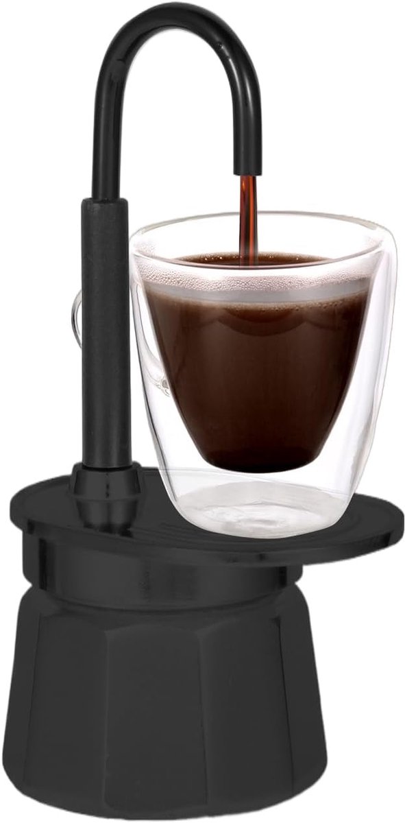 Filterkoffiezetapparaat - Compact apparaat - Buitenkoken - Voedselveilig aluminium - 17 cm hoog - Zwart