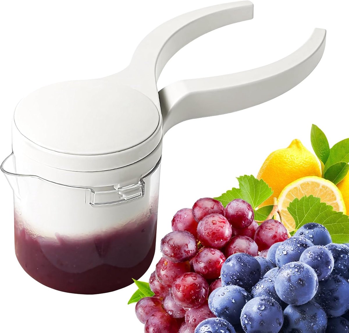 Handpers Fruitpers - Keuken Pers - Sap Extraheren - Niet-Glijdende Greep - 28 x 12 x 11 cm - Wit