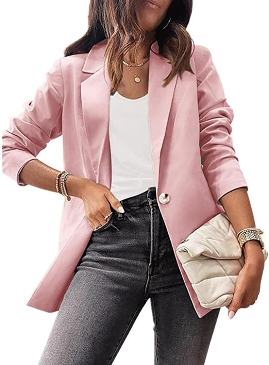 Dames Kantoorjas - Dames Colbert - Dagelijks Gebruik - Slim Fit Design - Maat L - Eff een Kleur