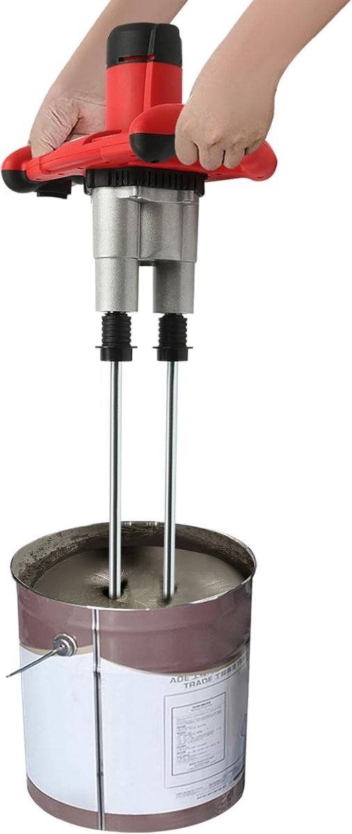 Dubbelpolige Menger - Mortelmixer Betonmixer - Verf Cement Mengen - 6 Snelheden M14 - 1800 Watt - Rood