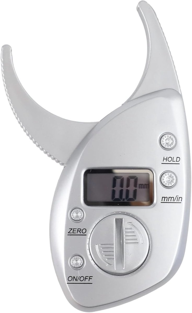 Vetmeter - Huidplooimeting - Gezondheidsanalyse - Hoge nauwkeurigheid - 0-50 mm - Zilvergrijs