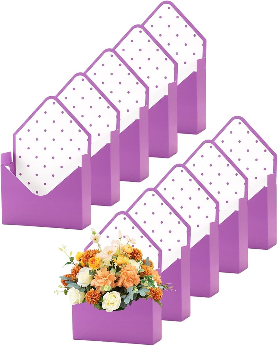 Geschenkdoos Bloemenenvelop - Papieren Verpakking - Feestelijke Cadeaus - Elegante Plooien - 35 x 23 cm - Paars