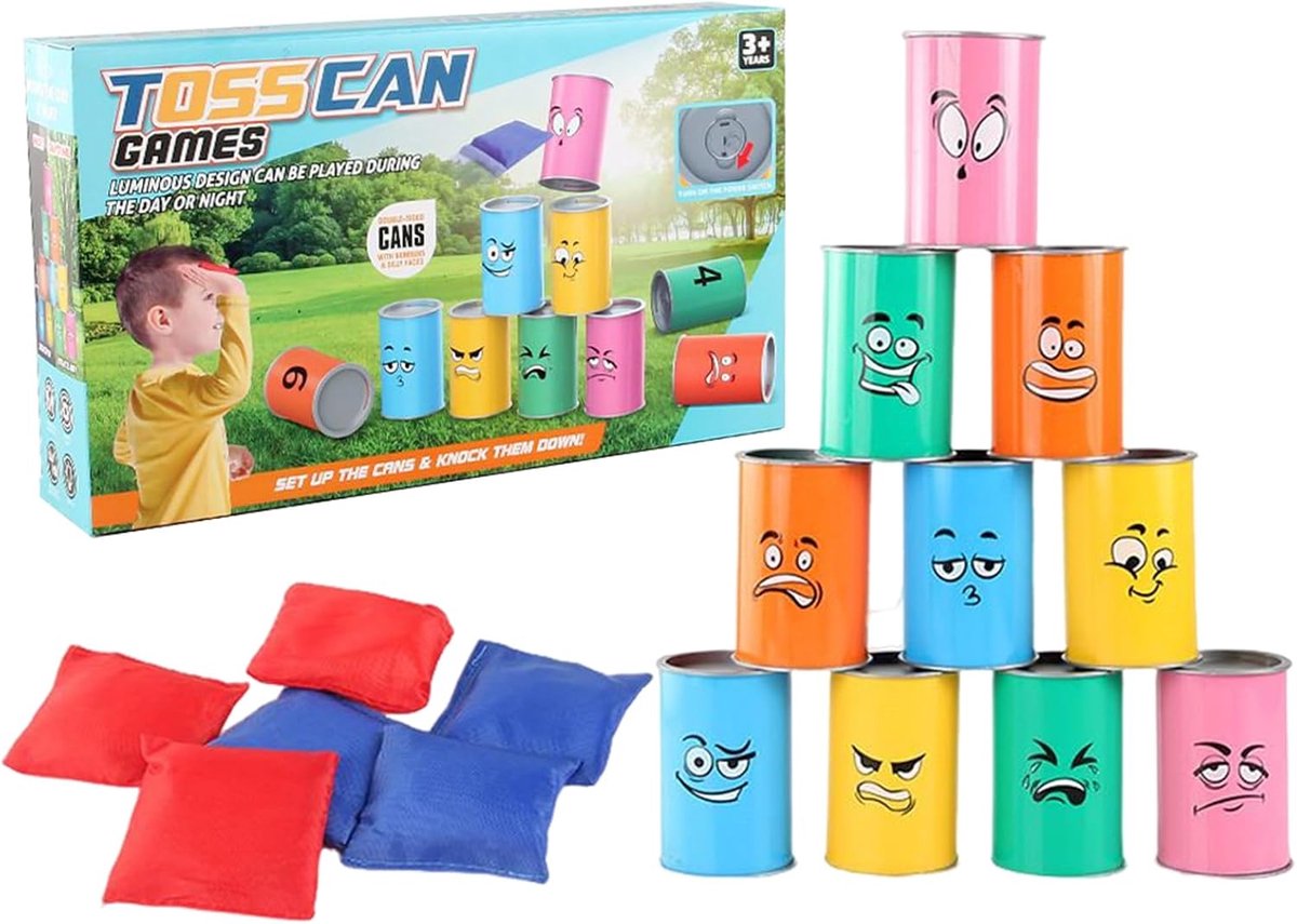 Blikgooispel Set - Zakkenwerpen Spel - Tuinfeest Entertainment - Duurzaam ABS Materiaal - 10cm Blikken - Veelkleurig