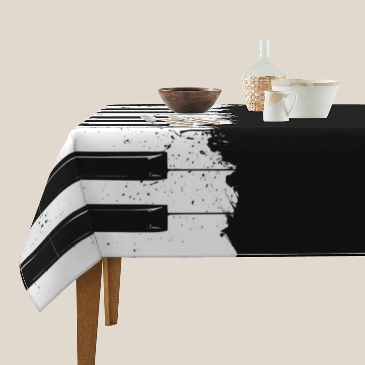 Decoratief Tafelkleed - Tafelbeschermer - Keuken & Diner - Levendige Pianoprint - 152x152 cm