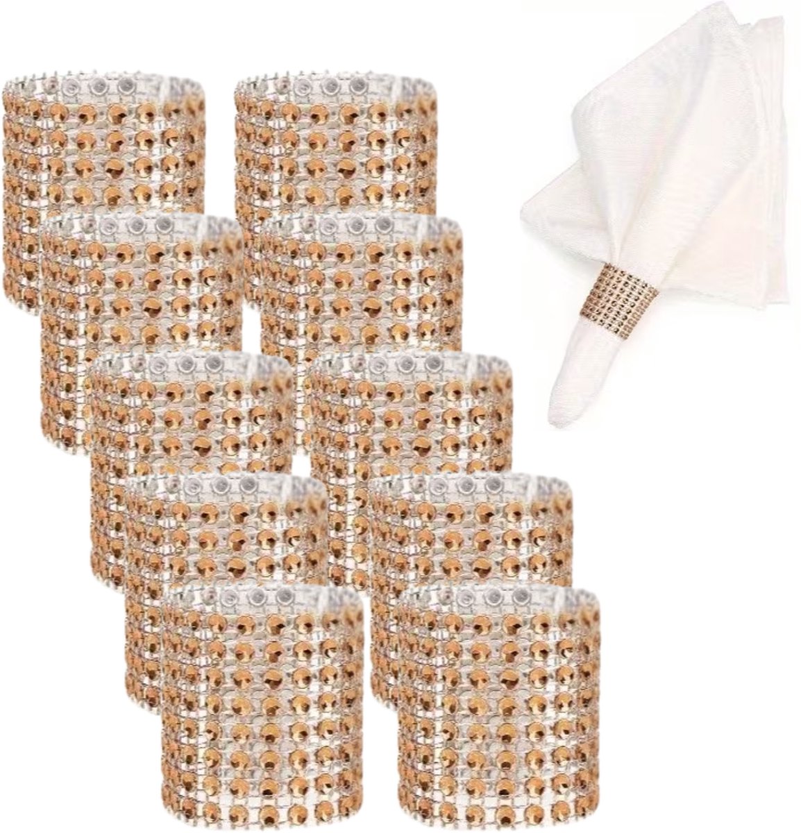 FA-VE Luxe Servetringen – Set van 10 – Champagnekleur – Herbruikbaar – Luxe Tafeldecoratie