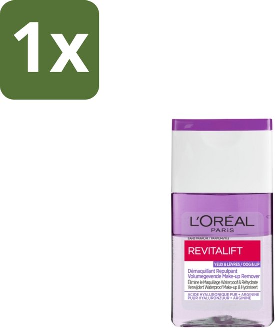 1 x L'Oréal Revitalift Volumegevende Make-up Remover 125 ml - Make-up Remover Oog En Lippen - Make-up Verwijderen Ogen - Make-up Verwijderen Lippen - Hyaluronzuur Make-up Remover - Arginine Make-up Remover