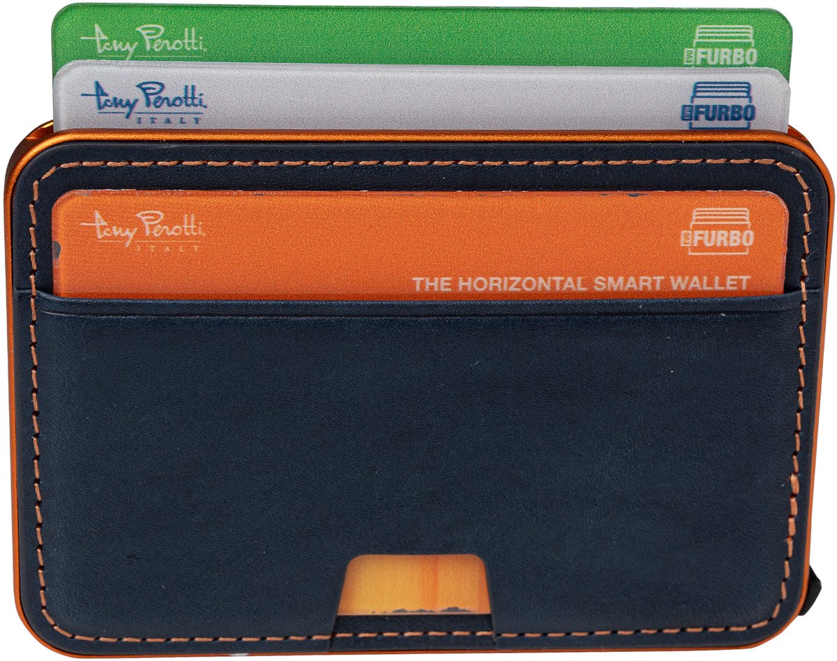 Tony Perotti Furbo EVO RFID leren Pasjeshouder - Blauw/Oranje