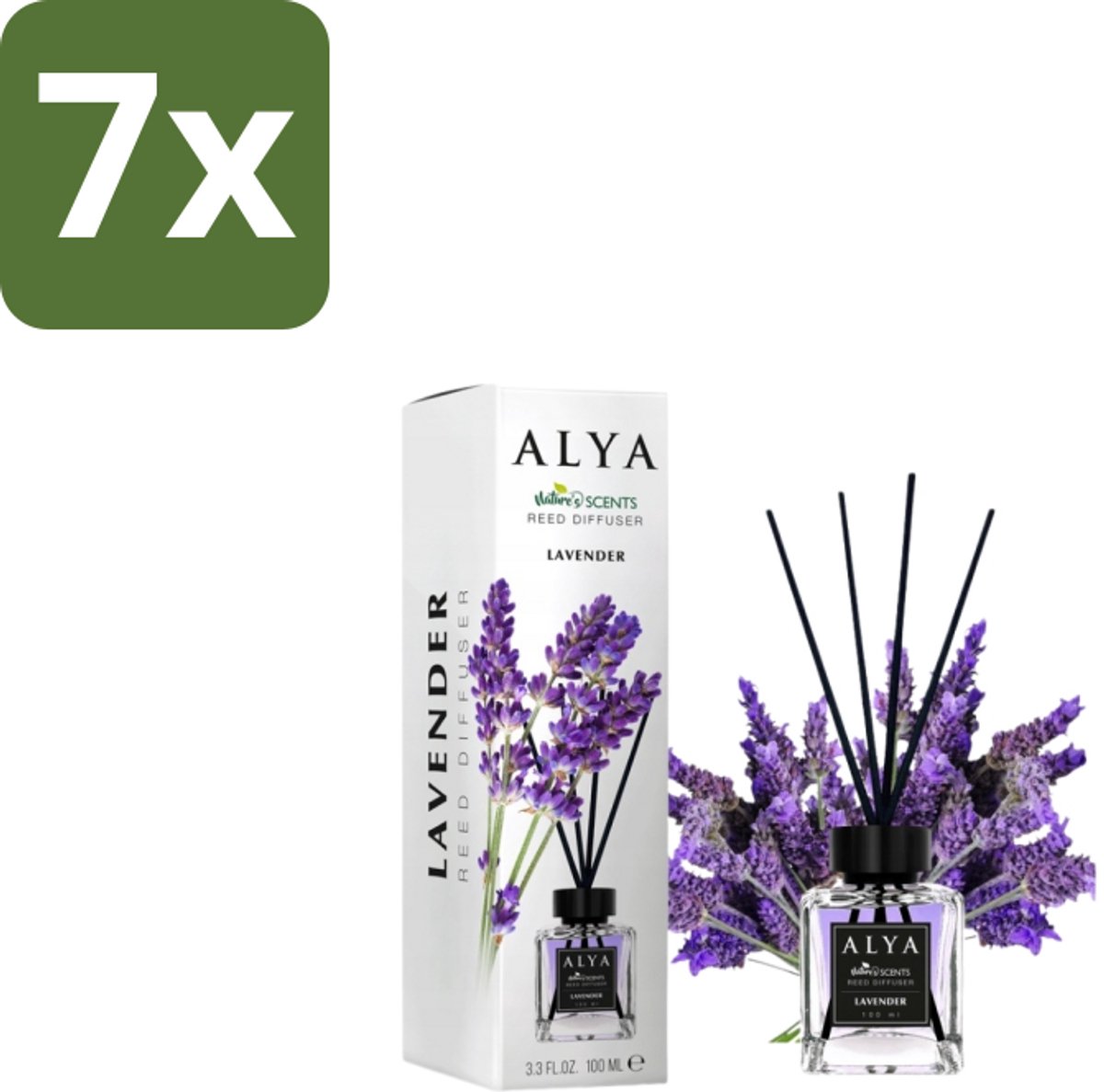 Alya – Reed Diffuser – Lavender – Interieurparfum - Bulkverpakking - 7 stuks