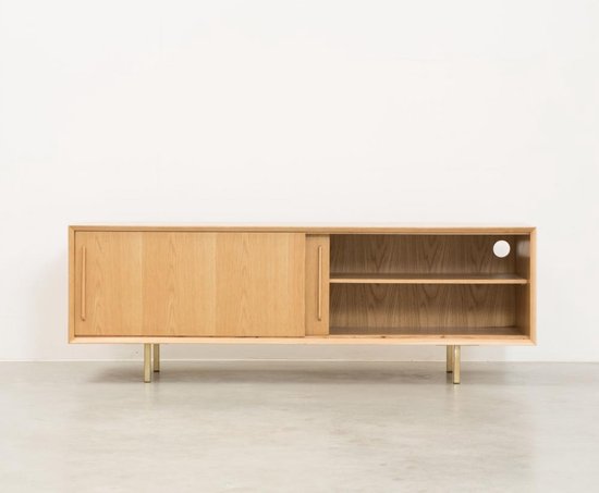 Furnified - Eiken TV-meubel - Natuurlijk Hout - Oskar - 150cm | bol.com