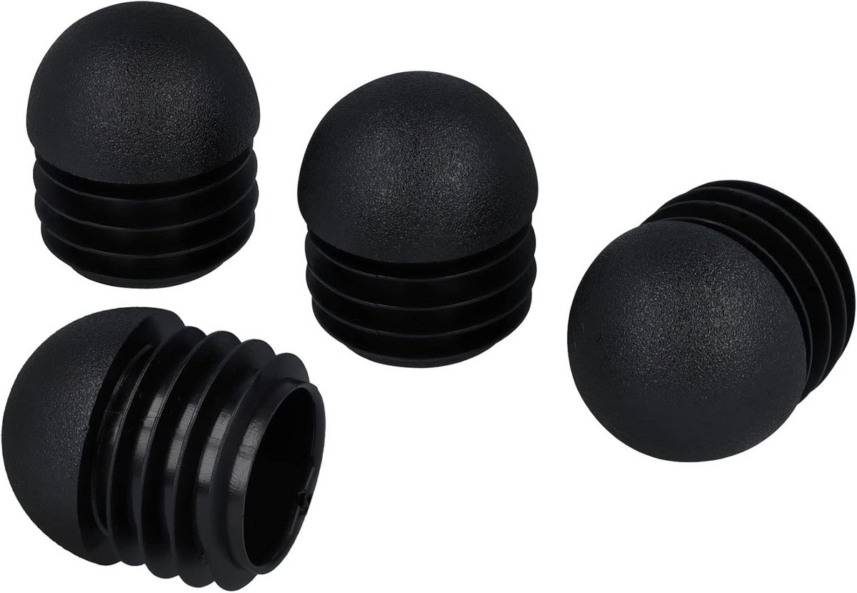 4 Stuks Zwarte Louvre Stops met Kogelkop voor Ronde Buispoten (27.6-28.5 mm) - Versteviging en Bescherming