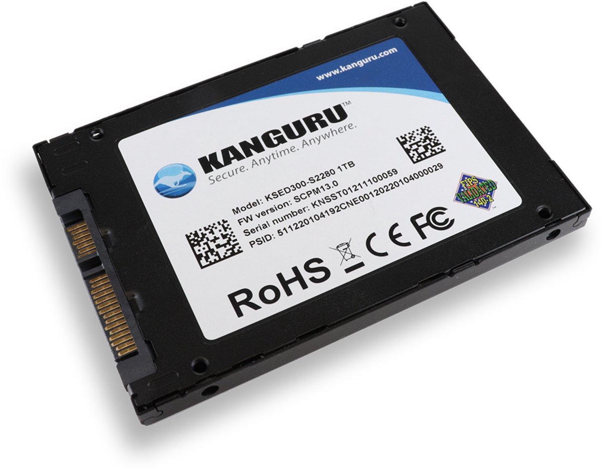 Kanguru – Defender SED300 – 2 TB – FIPS 140-2 – SATA - 2.5" - Self-Encrypting SSD – Opal Compliant - Zwart