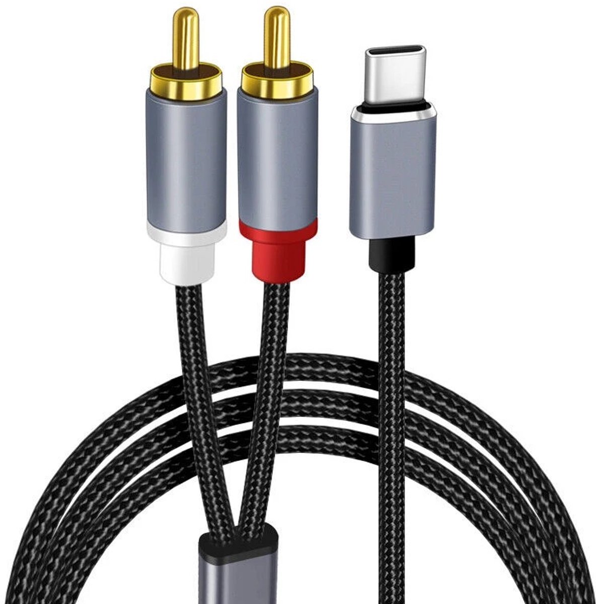 Type C naar 2RCA Stereo Adapter Kabel - 1m Type-C Plug naar 2 RCA Plug Splitter Kabel - Stereo Y Splitter Adapter - Audio AUX Adapter voor Telefoon - Laptop - Tablet - Home Theater - DVD - Versterker