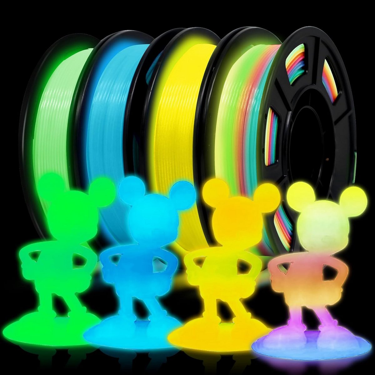 Filamenten Set voor 3D-Printer - 4 Kleuren, 1,75 mm, 1000 gram Totaal