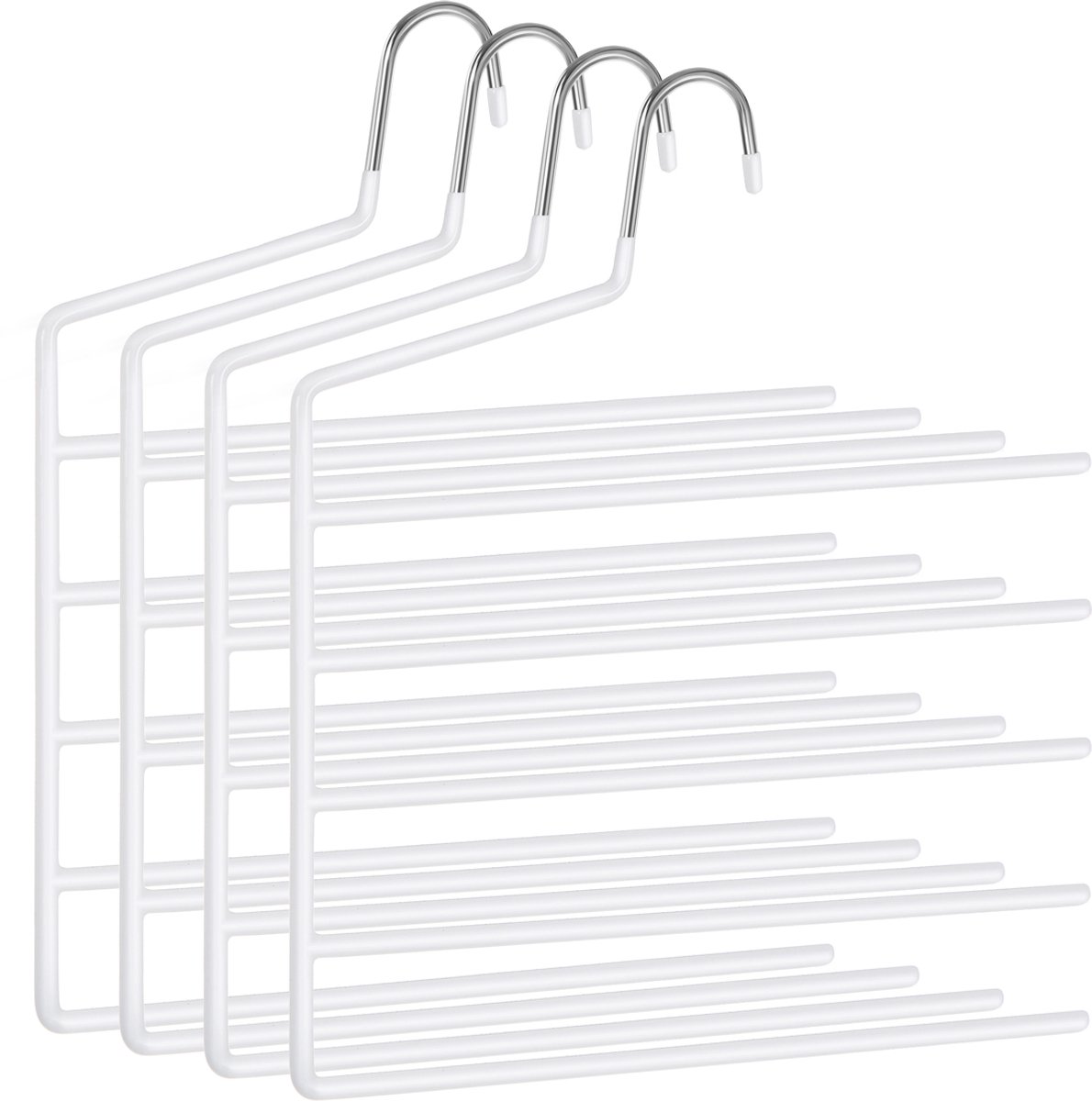 Set van 4 antislip broekhangers – Metaal – Zwart – Ruimtebesparend ontwerp