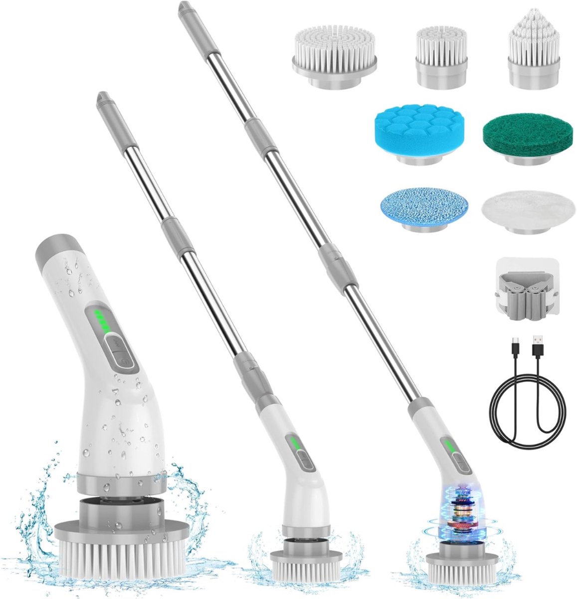 Aura® Elektrische Schrobborstel - Elektrische Reinigingsborstel - Borstel - Grijs - 45 cm x 17 cm x 8 cm; 1.19 kg