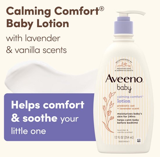 Aveeno Baby Calming Comfort Body Lotion - Hydraterende Babylotion met Lavendel & Vanille - Met Prebiotische Havermout - 354ML van Merkloos — afbeelding 4