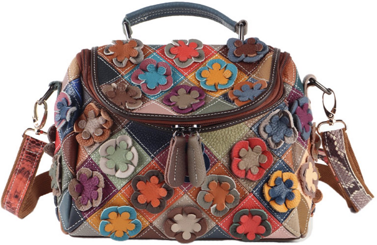 Leren tas bloem design - PommeChatelaine.NL