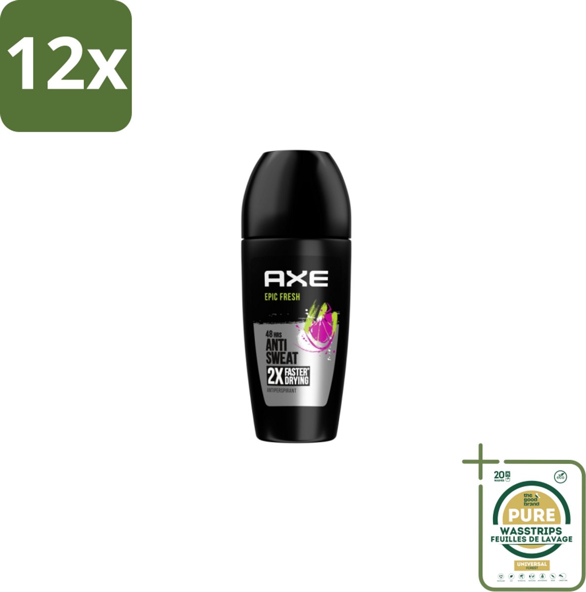 Axe – Deodorant Roller – Epic Fresh – 50 ml - Voordeelverpakking - 12 stuks - Geur - Oksel