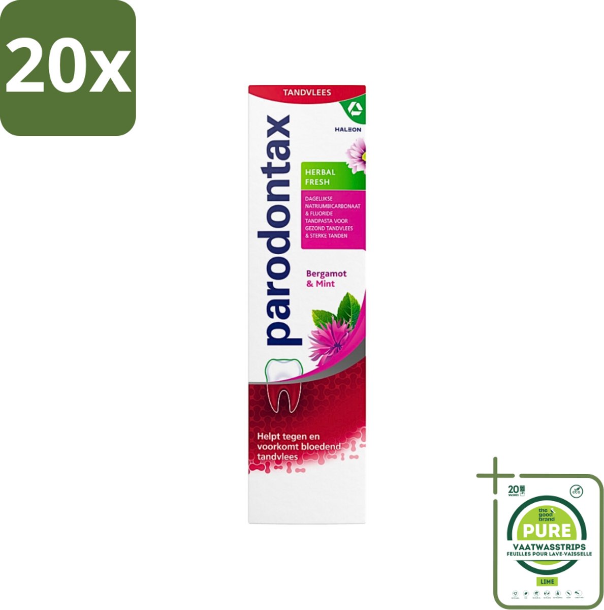 20 x Parodontax - Tandpasta - Herbal Fresh - Bergamot & Mint - 75ml - Grootverpakking - Tandvleesgezondheid - Tandpasta - Kruidenextracten - Bloedend Tandvlees - Mondhygiëne