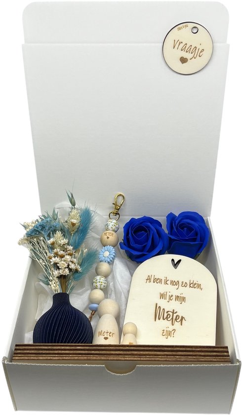 Coffret cadeau Voulez-vous être mon PETER ? | beige| T-shirt taille L | roses de mer | porte-clés | mètre | devenir parrain | questions de parrain | devenir parrain | cadeau | boîte avec une question