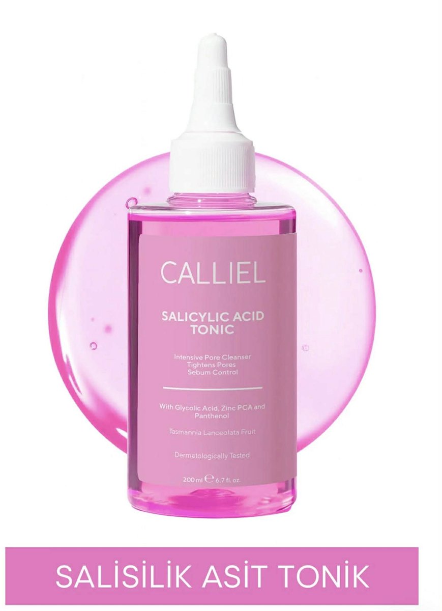 Calliel Anti-acne en mee-eter Zuiverende salicylzuur Tonic Intensieve poriënreiniging Verstevigt de poriën en Talgbeheersing Glycolzuur Zink-PCA en Panthenol 200 ml