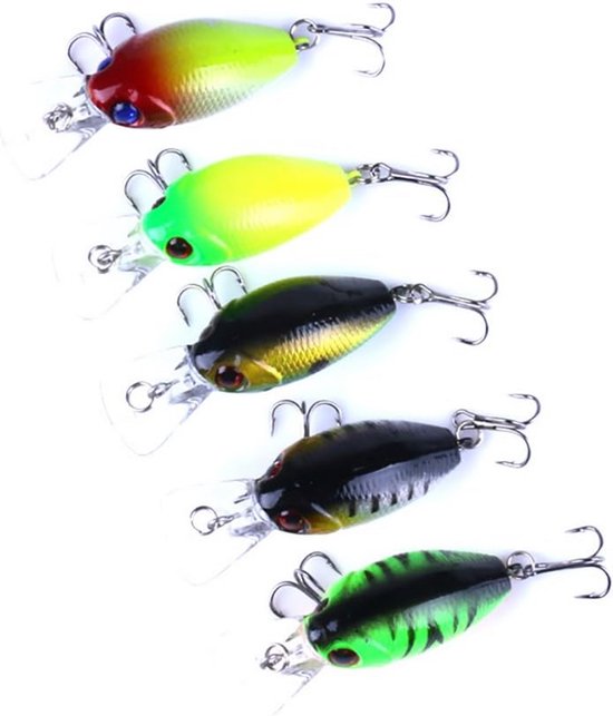 5-delige Set Drijvende Minnow Crankbaits Kunstaas voor Baars en Roofvis — afbeelding 3