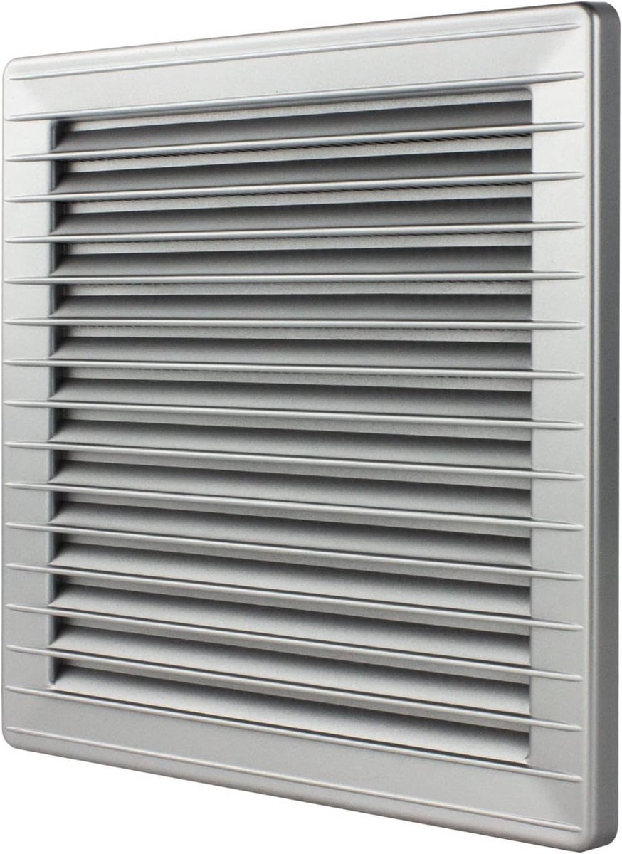 Ventilatierooster vierkant met insectenhor en lamellen voor diverse diameters