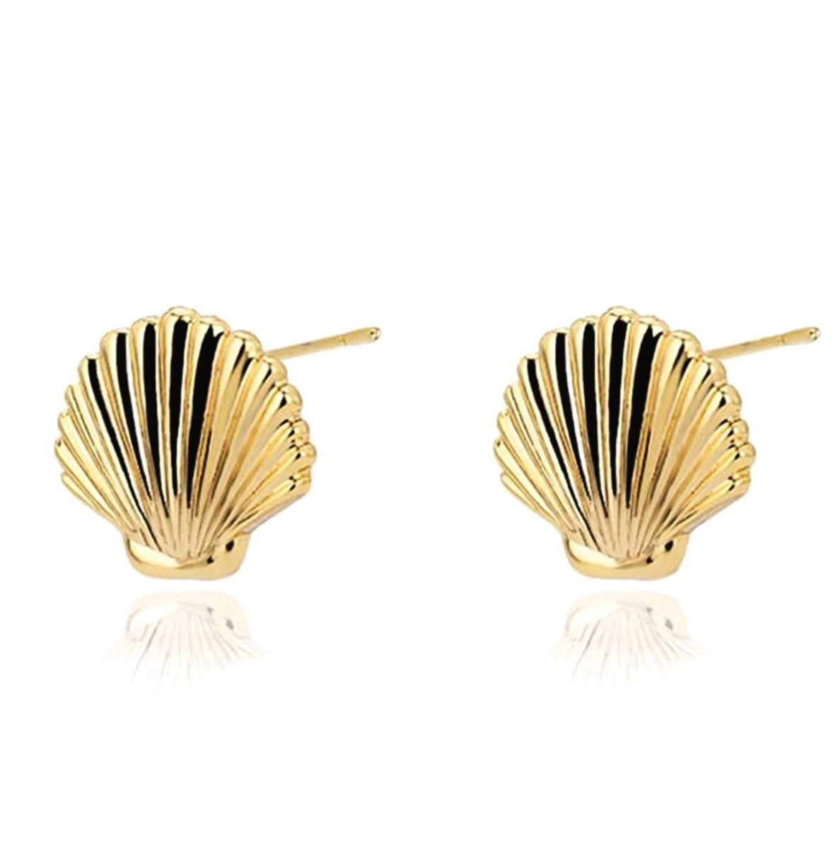 Oorbellen Schelp- Goudkleurige Oorbellen Schelp- Meisjes Oorbellen- Kinderoorbellen- Hippe Oorbellen- Stainless Steel- LiLaLove
