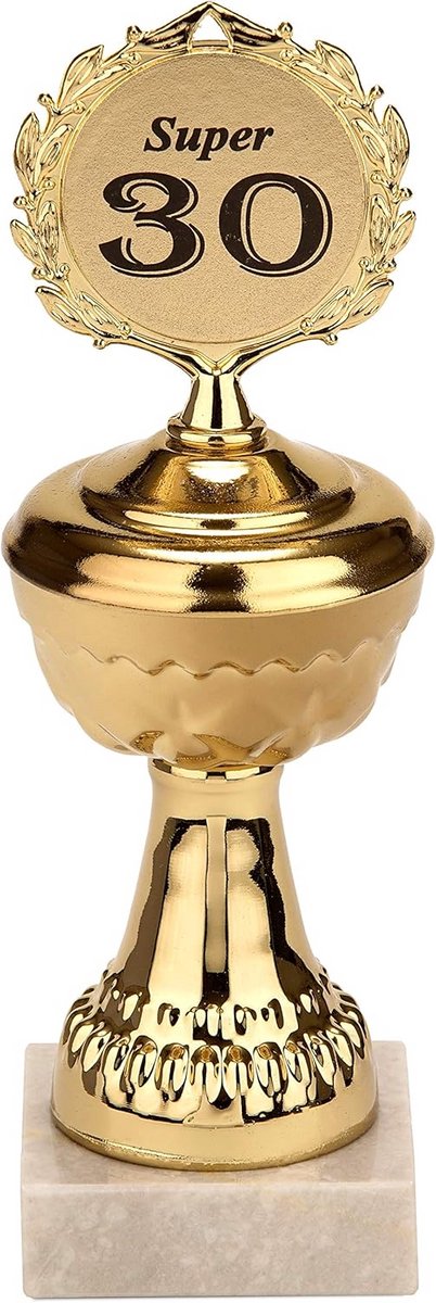 Gouden Beker met Jaartal en Marmeren Voet - Origineel Cadeau voor Jubilea