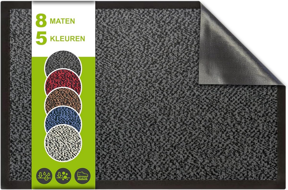 Antislip Binnendeurmat - Duurzame Vuilvangmat & Waterabsorberend - Gemakkelijk Schoon te M