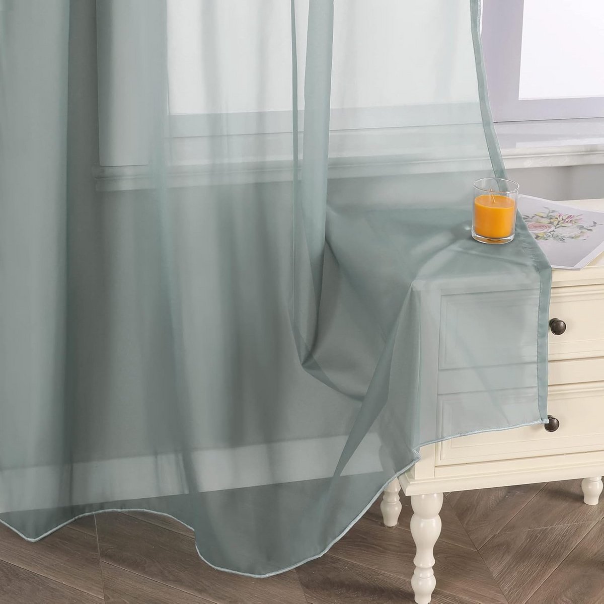 Transparant Zilveren Voile Gordijn met Plooiband - 1 Stuk - 145x270 cm - Kant-en-klaar