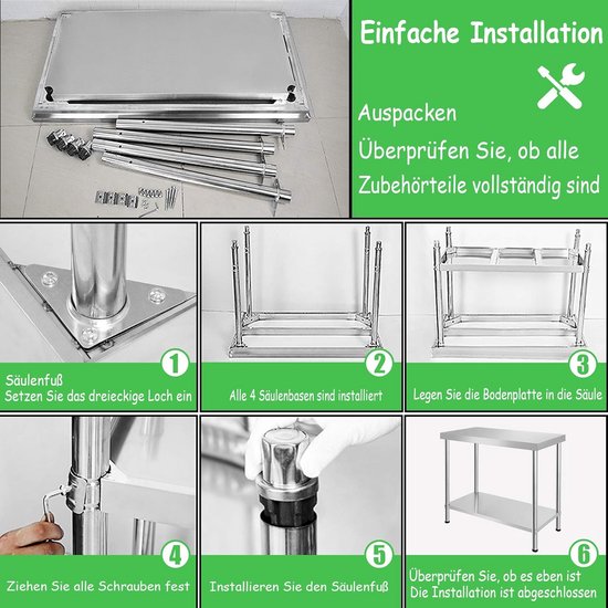 RVS Werktafel RVS Tafel met Onderblad en Achterwand voor Keuken en Catering — afbeelding 3