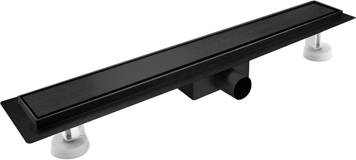 Betegelbare Douchegoot 50 cm Zwart - Extra Vlakke Afvoer met Sifon en Zeef