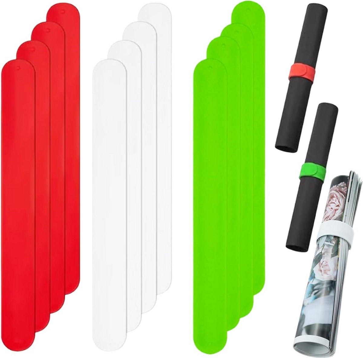 12x Rolhouder voor Inpakpapier en Posters in Rood, Wit en Groen