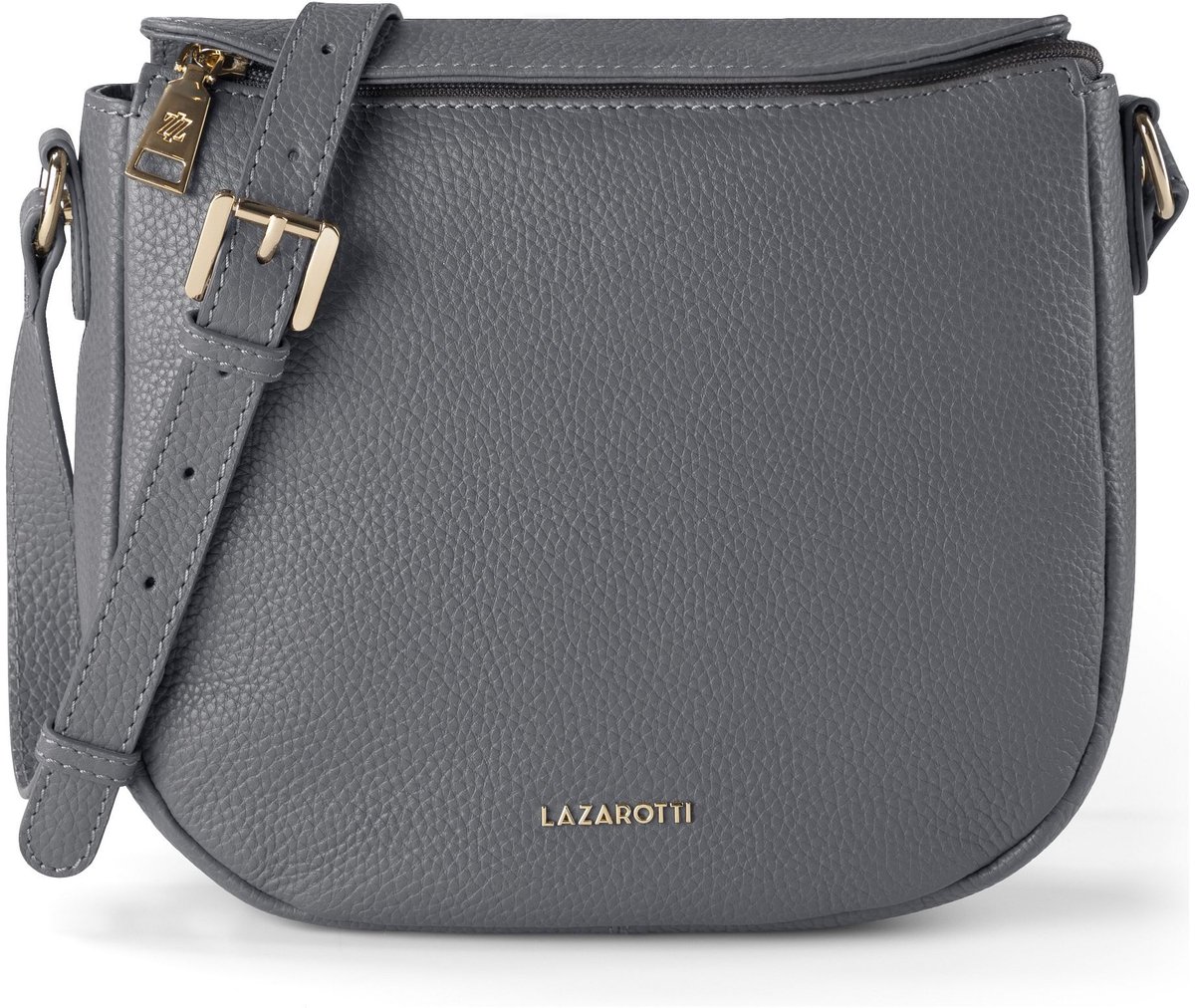Lazarotti Leren Schoudertas Bologna Leather Nola-13 Grey Grijs