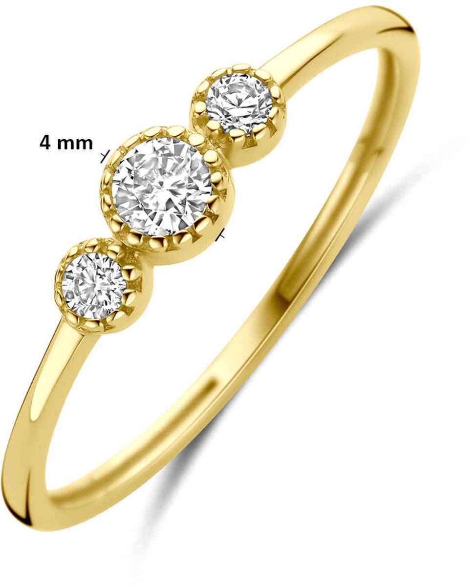 9K Geelgouden Ring met Zirkonia 8000406 – 4 mm