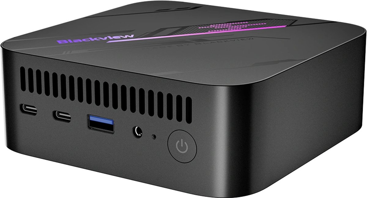 Blackview MP100 Mini PC - 16 GB LPDDR4 - 512 GB M.2 SSD - AMD Ryzen 5 7430U - Tot 4,3 GHz - Windows 11 Pro - WiFi 6 - USB 3.2 2 Type A 2.0 1 - 4K UHD - RGB-verlichting - BT 5.2 - Zwart thumbnail 6