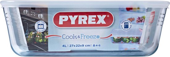 Station ouder slijtage Pyrex Cook & Freeze Ovenschaal 4 l - 27 x 22 x 9 cm | bol.com