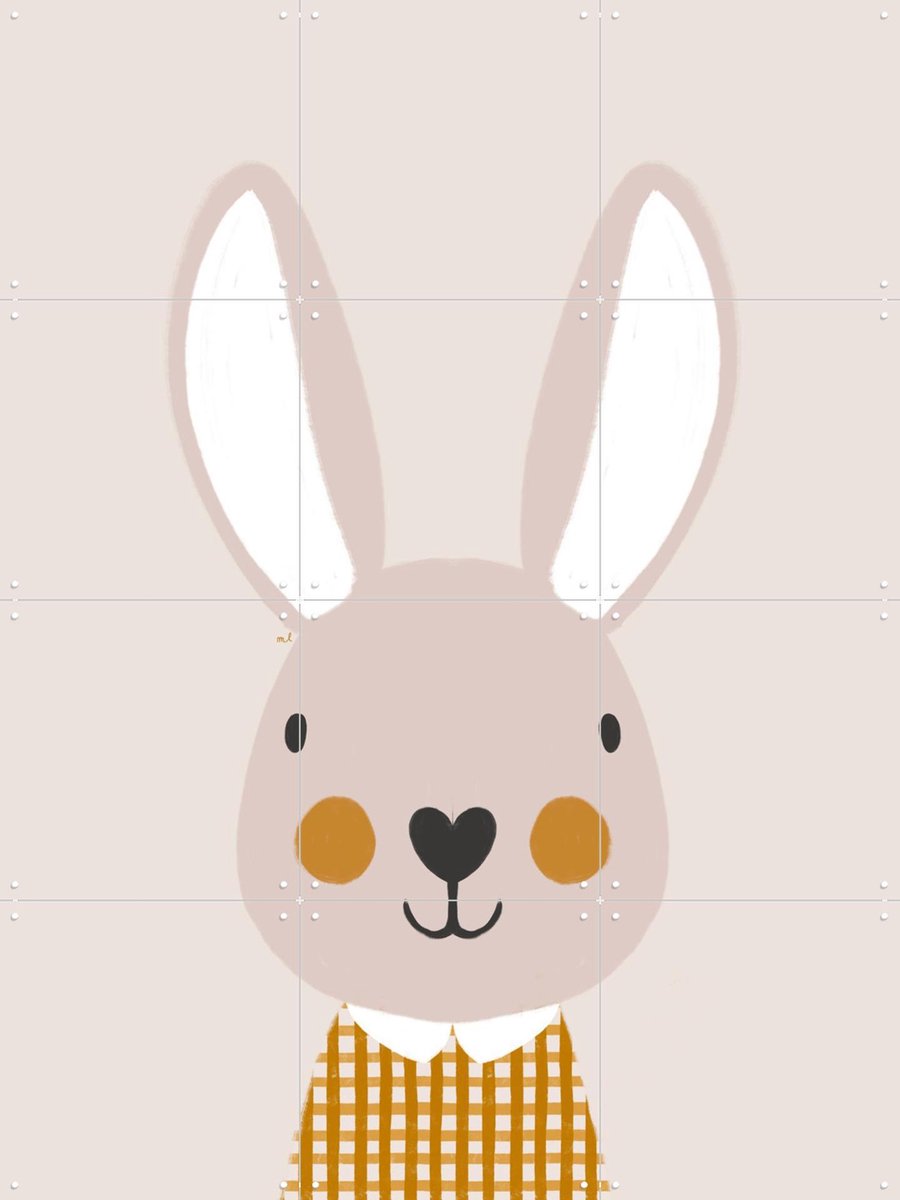 IXXI Bunny, Menina Lisboa & Various - 60 x 80 cm - Gratis ophangtool - Grote wanddecoratie en posters - Cartoonesk, Grafisch Ontwerp, Fantasierijk