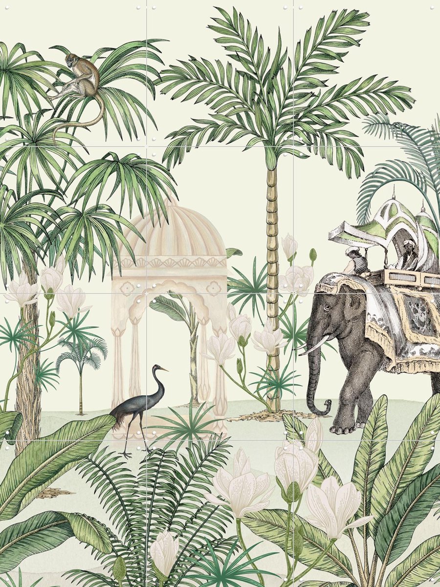 IXXI Jungle Walk, Creative Lab Amsterdam - 60 x 80 cm - Gratis ophangtool - Grote wanddecoratie en posters - Naturalisme, Illustraties, Woonkamer