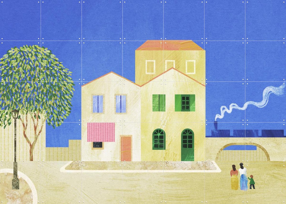 IXXI Yellow House, Henry Rivers & Van Gogh 21st Century - 140 x 100 cm - Gratis ophangtool - Grote wanddecoratie en posters - Klassiek, Kleurrijk