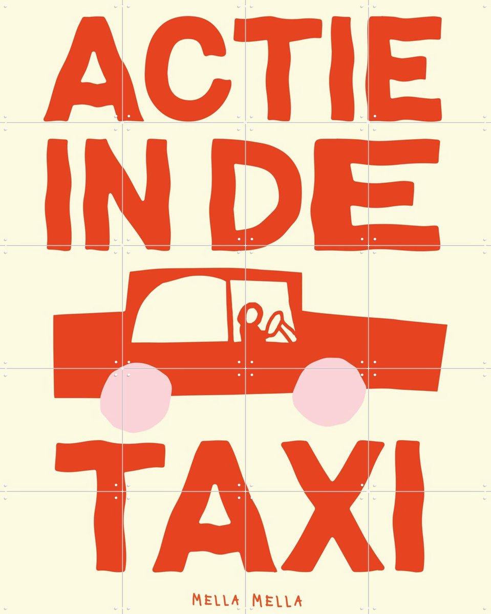IXXI Actie in de taxi, Mella Mella - 80 x 100 cm - Gratis ophangtool - Grote wanddecoratie en posters Gang, Kinderkamer, Voertuigen, Grappig