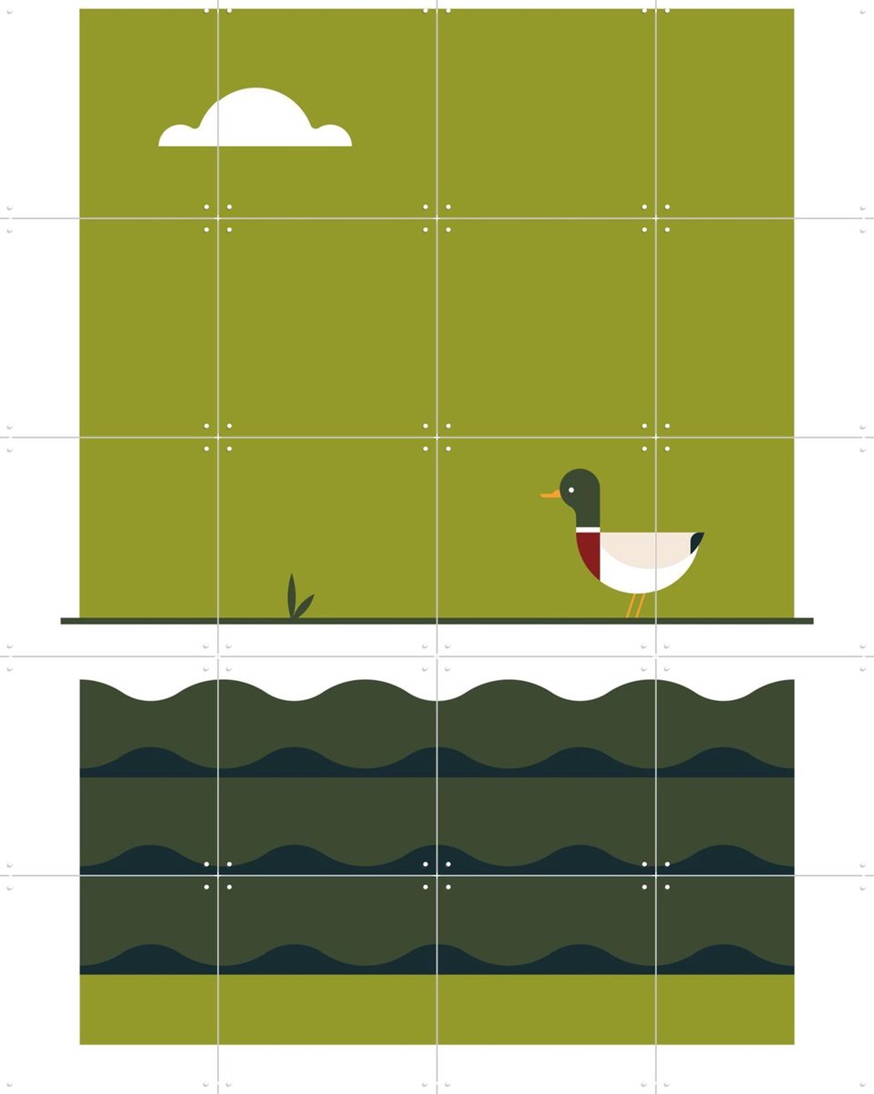 IXXI The Big 5 - duck, Studio Kars + Boom - 80 x 100 cm - Gratis ophangtool - Grote wanddecoratie en posters - Geometrische Kunst, Grafisch Ontwerp