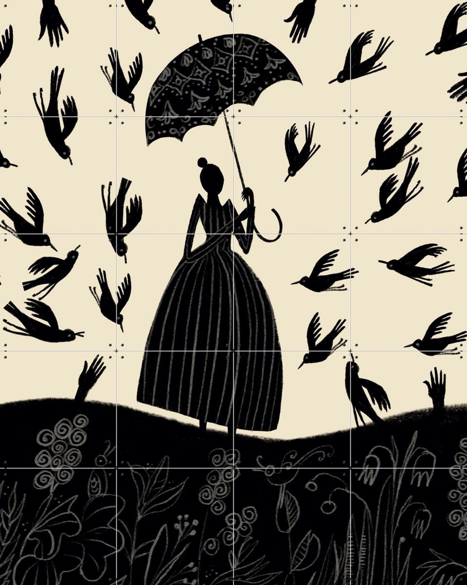IXXI A Bird in a Hand, Jeska Verstegen - 80 x 100 cm - Gratis ophangtool - Grote wanddecoratie en posters - Line art, Vintage, Illustraties